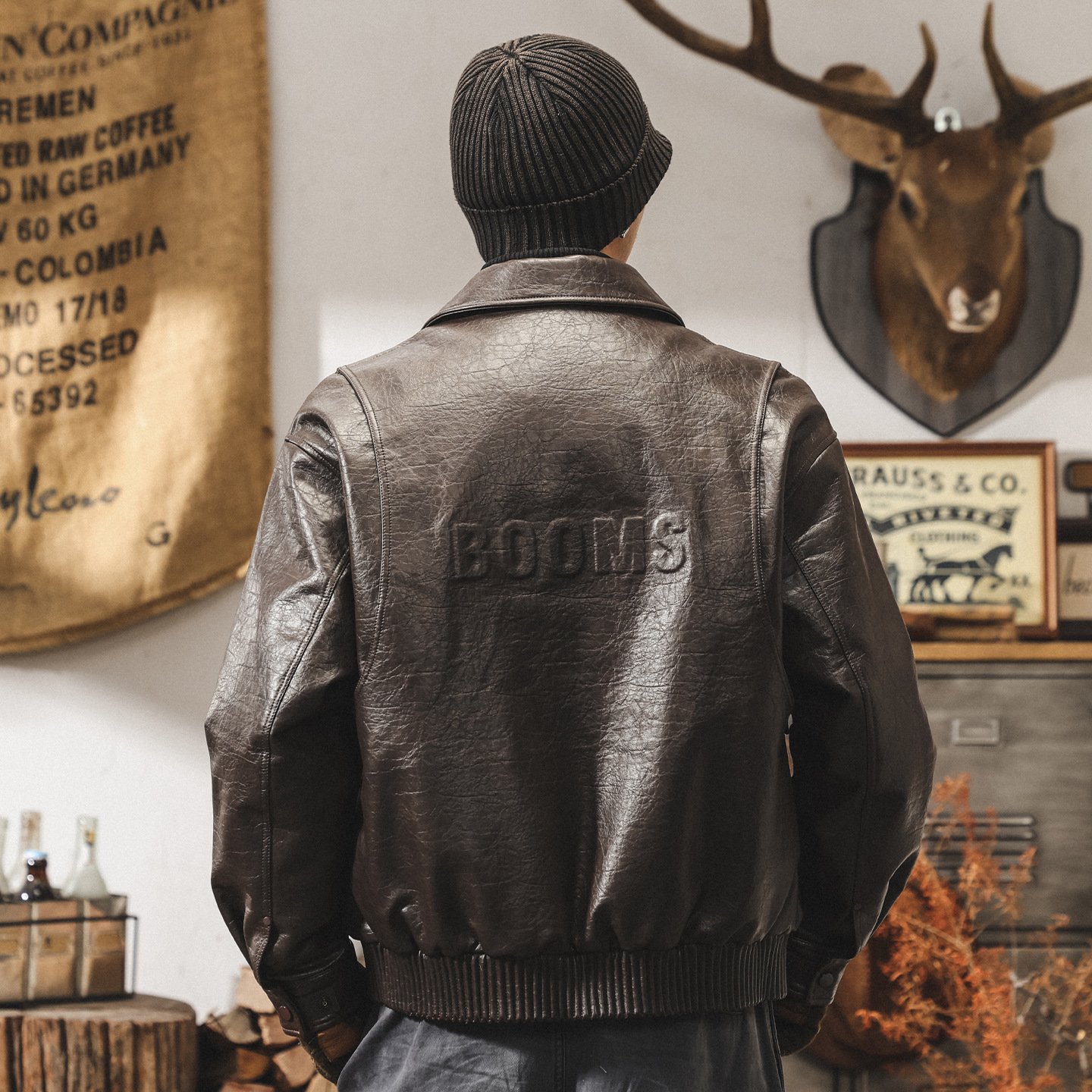 美式復古90%鴨絨加厚羽絨服男冬季加厚保暖潮流帥氣機車皮衣外套