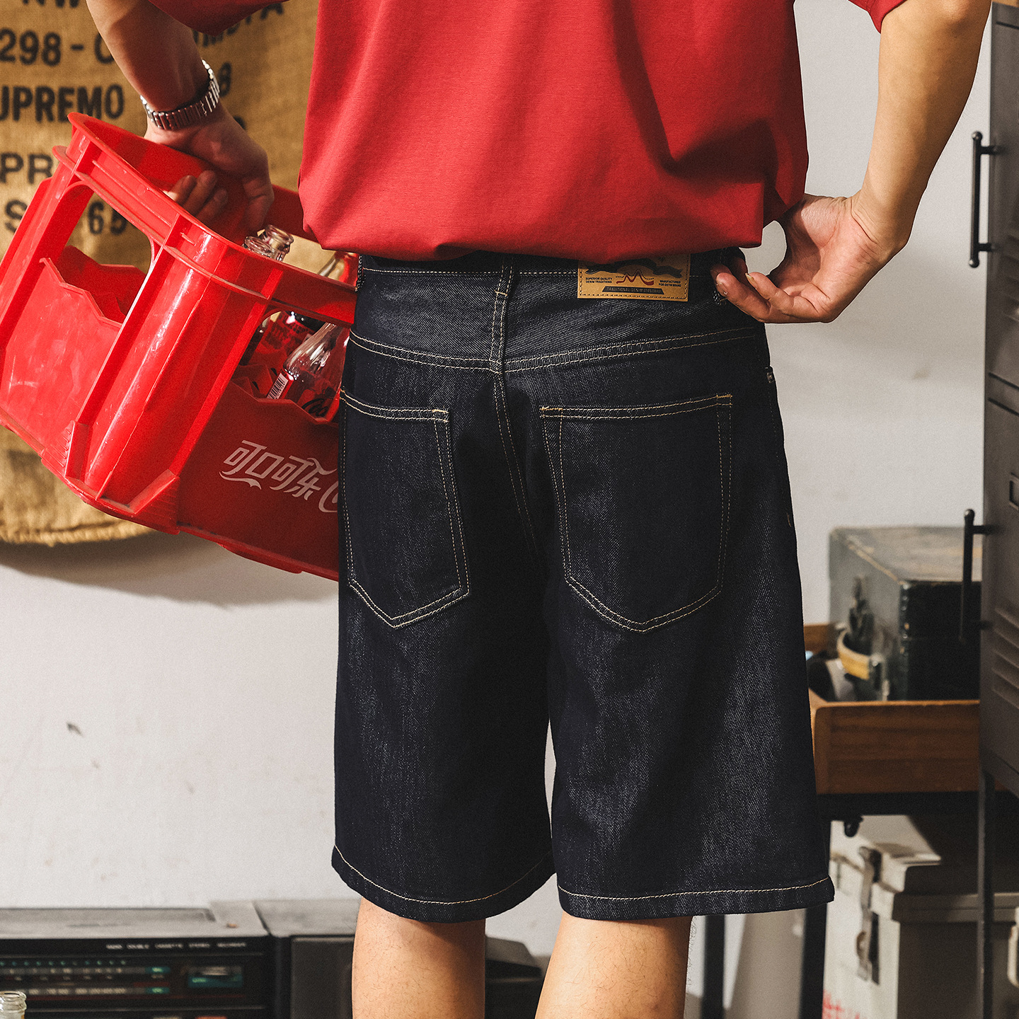 萊賽爾天絲涼感牛仔短褲男款夏季美式薄款直筒五分褲寬鬆休閒中褲