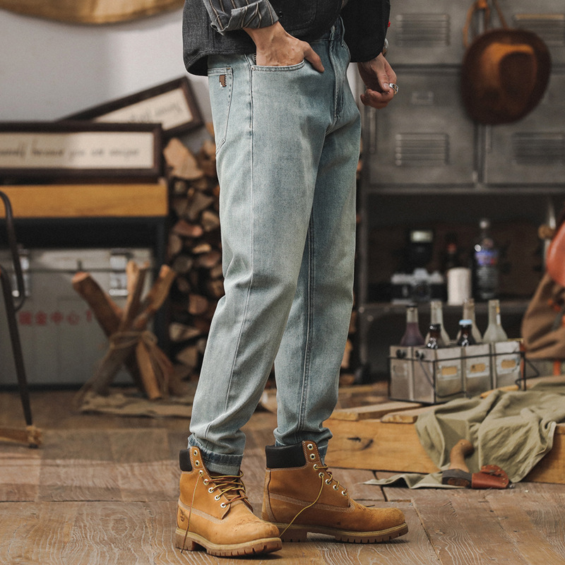 美式復古牛仔褲2024新款寬鬆直筒褲子男寬鬆潮牌休閒長褲男春夏款