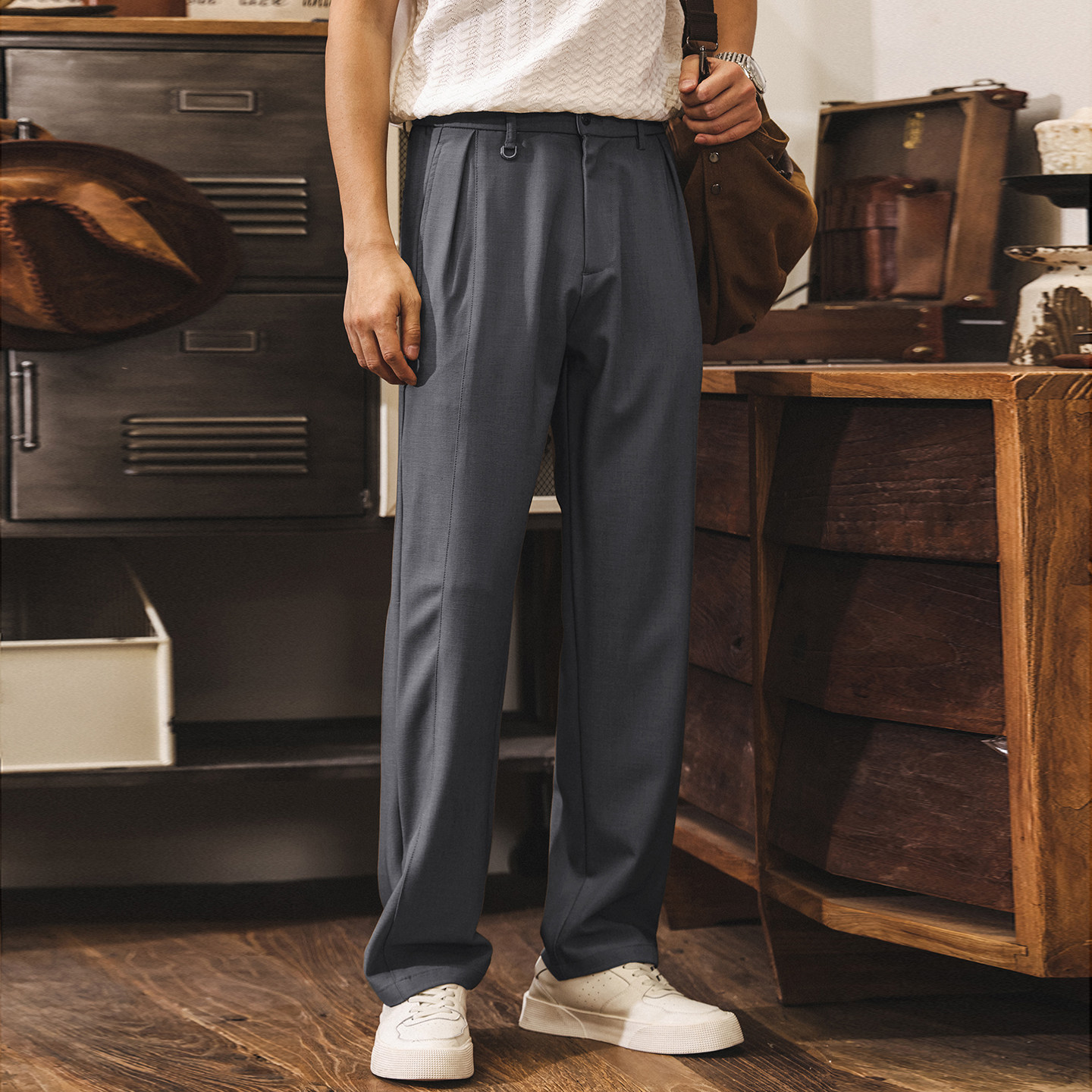 莫代爾軟糯親膚高級感休閒褲子男春季新款長褲男士直筒通勤西褲潮