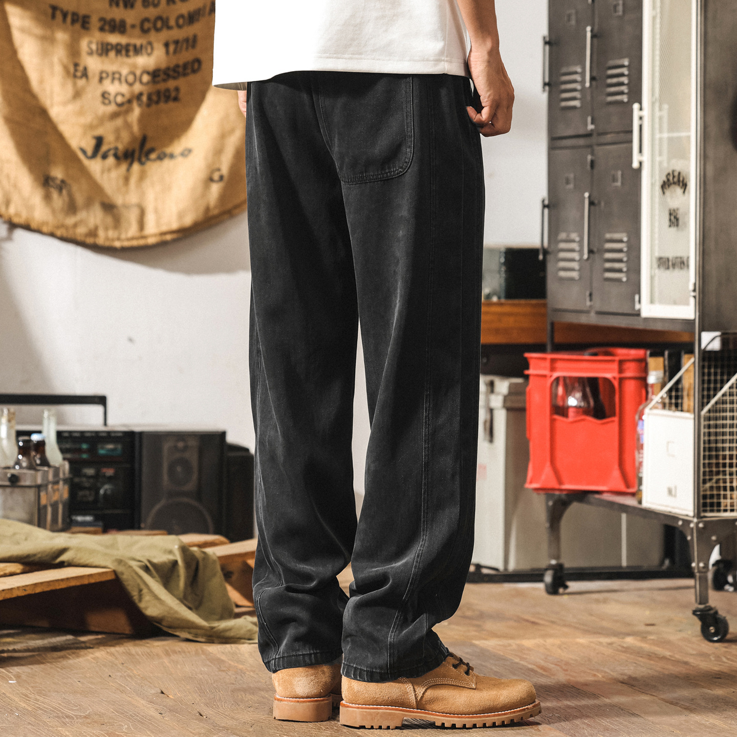 萊賽爾天絲薄款褲子男夏季新款寬鬆直筒美式牛仔褲潮牌男士休閒褲