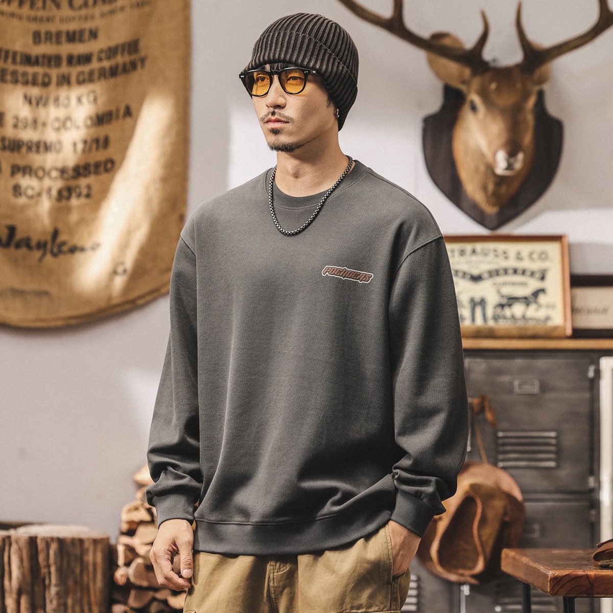 美式復古衛衣男款春秋2025新款潮牌寬鬆大碼休閒380g重磅男士上衣