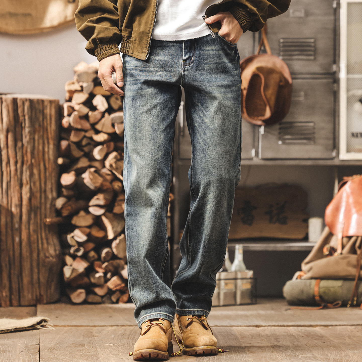 美式復古13盎司重磅秋季牛仔褲2025新款潮牌寬鬆直筒休閒長褲子男