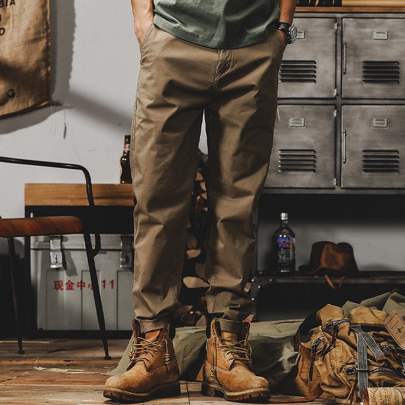 美式重磅復古工裝褲子男直筒上班基礎款簡約男士休閒褲百搭錐形褲