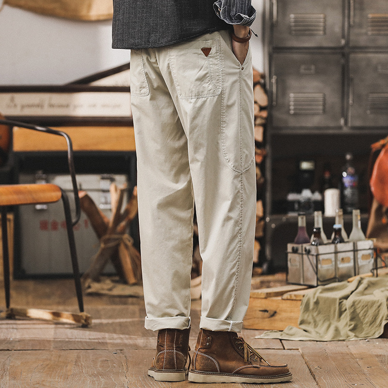 美式復古薄款簡約工裝褲子男夏季2024新款男士休閒褲潮牌直筒長褲