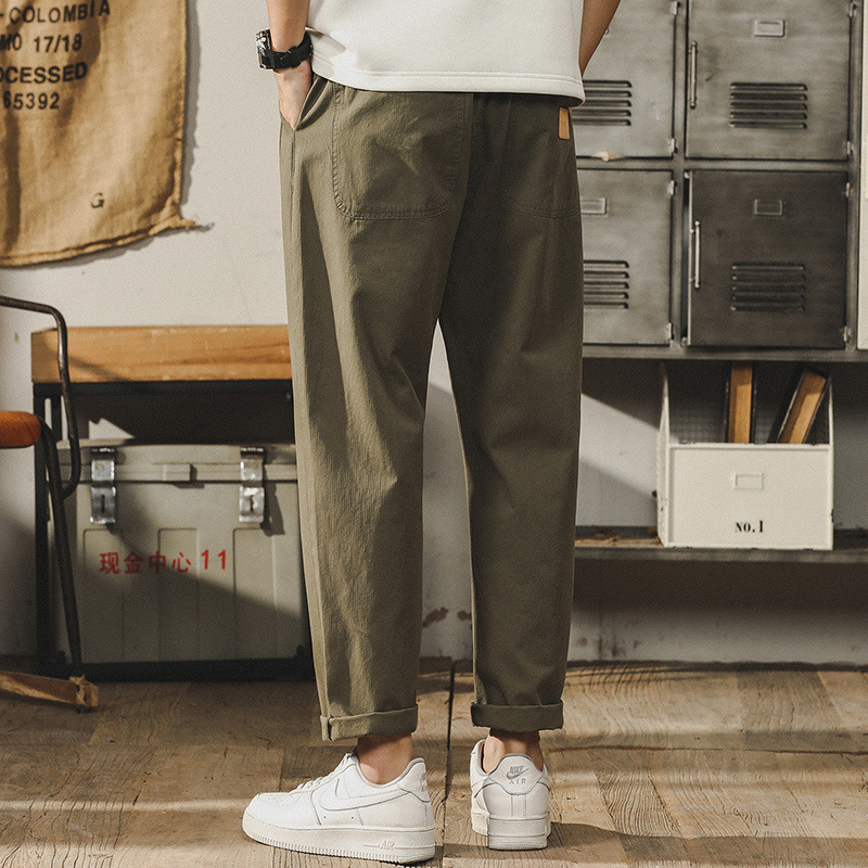 杰雷諾冰感提花夏季薄款休閒褲子男寬鬆潮牌百搭直筒褲男長褲