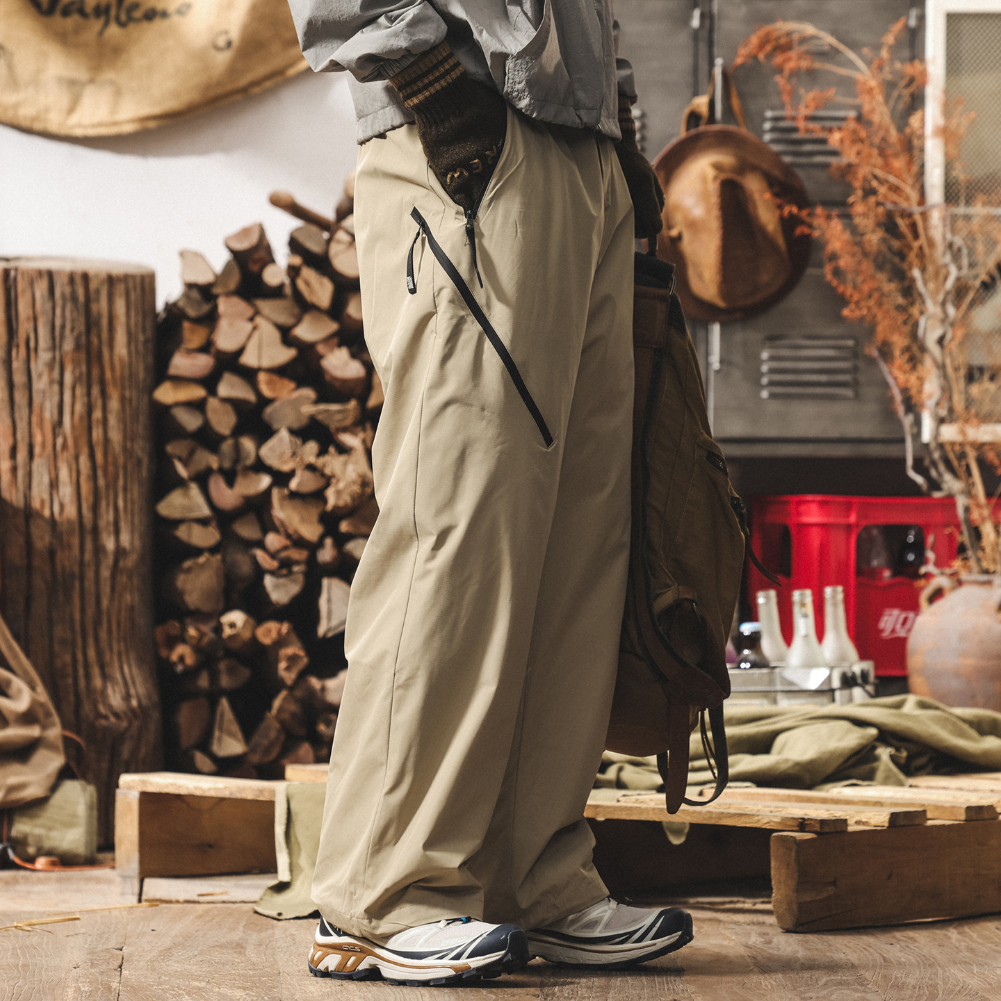 【輕暖禦寒】90鴨絨工裝羽絨褲男外穿冬季加厚保暖登山防水滑雪褲