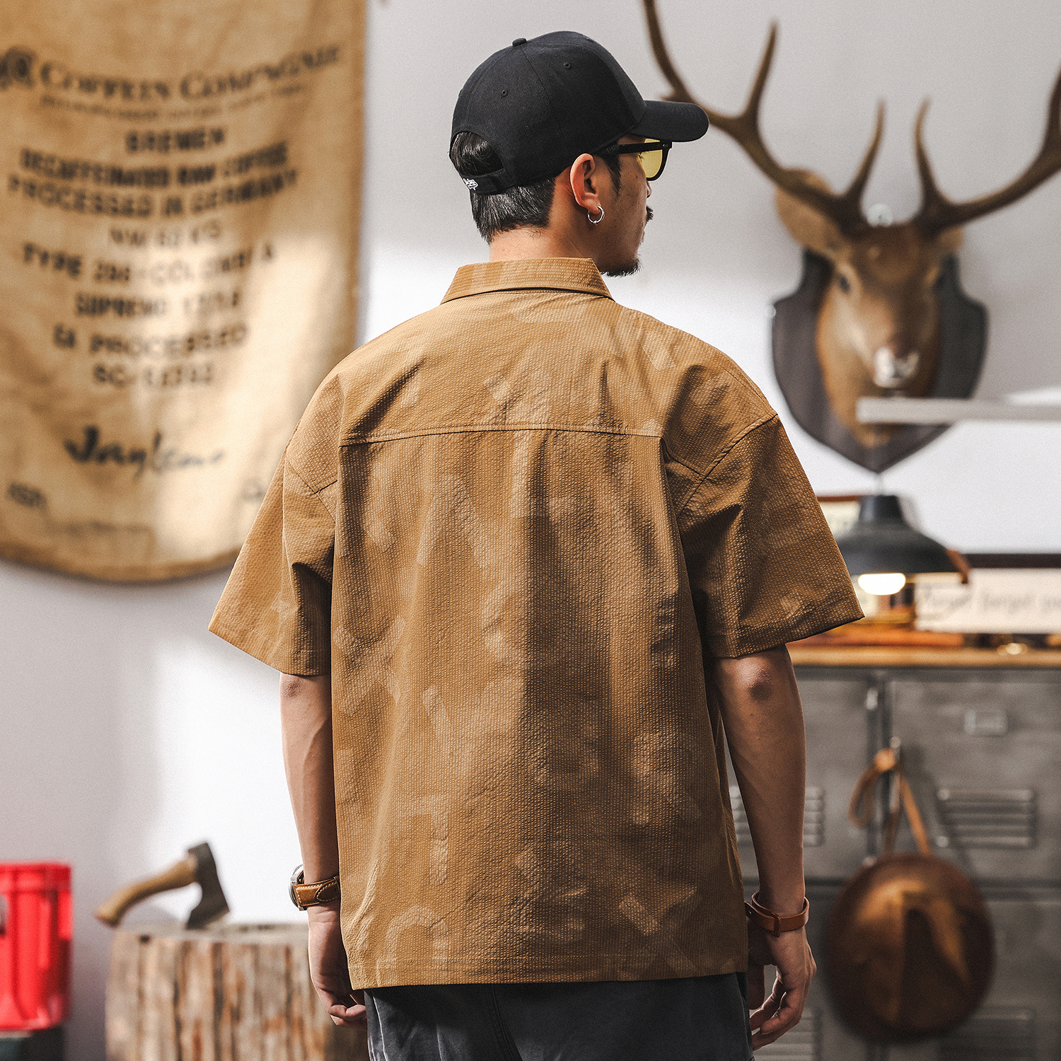 美拉德復古肌理感polo衫男夏季2025新款潮牌寬鬆短袖T恤男士上衣