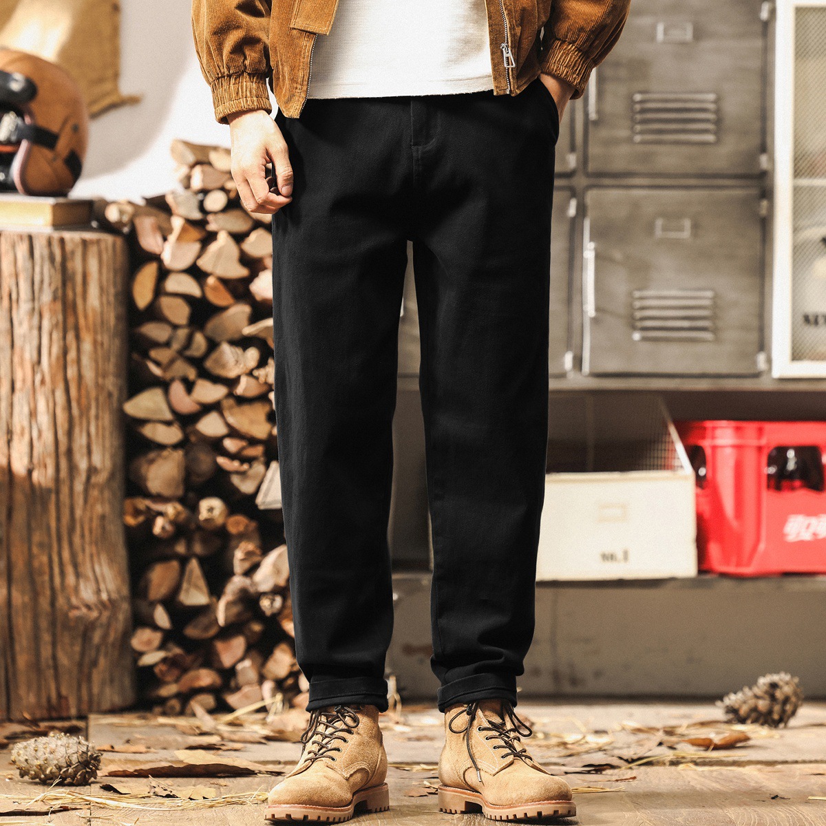 美式復古工裝褲男秋季2025新款男士簡約褲子男春秋直筒休閒褲男褲
