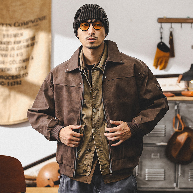 美式復古皮夾克男寬鬆美拉德皮衣秋季潮牌痞帥機車服外套男春秋款