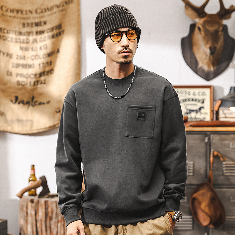 美式復古460g重磅衛衣男秋冬款加厚2024新款潮牌簡約男士寬鬆上衣