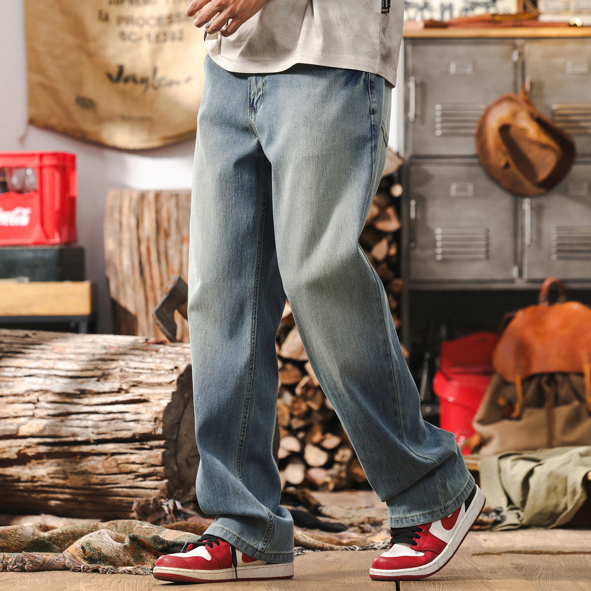 【K-cool冰感】薄款牛仔褲男夏季2025新款美式復古直筒水洗休閒褲