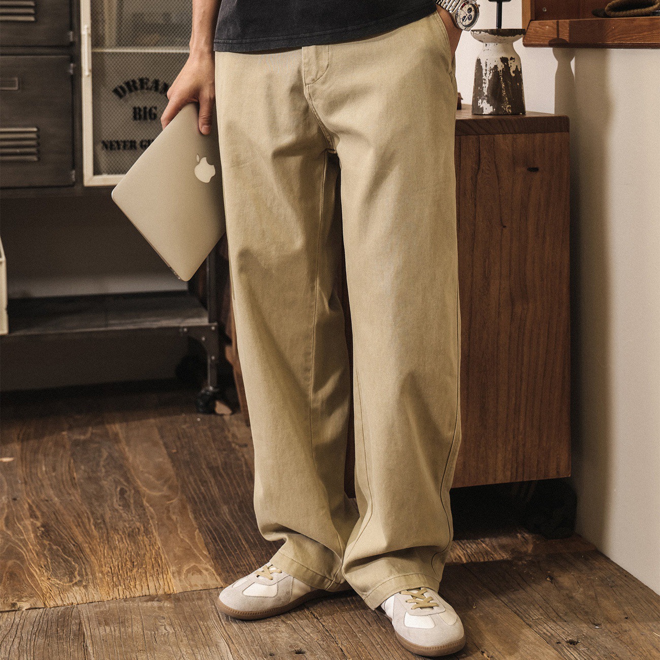 萊賽爾直筒男士休閒褲春季薄款工裝褲子男2026新款潮牌寬鬆長褲男