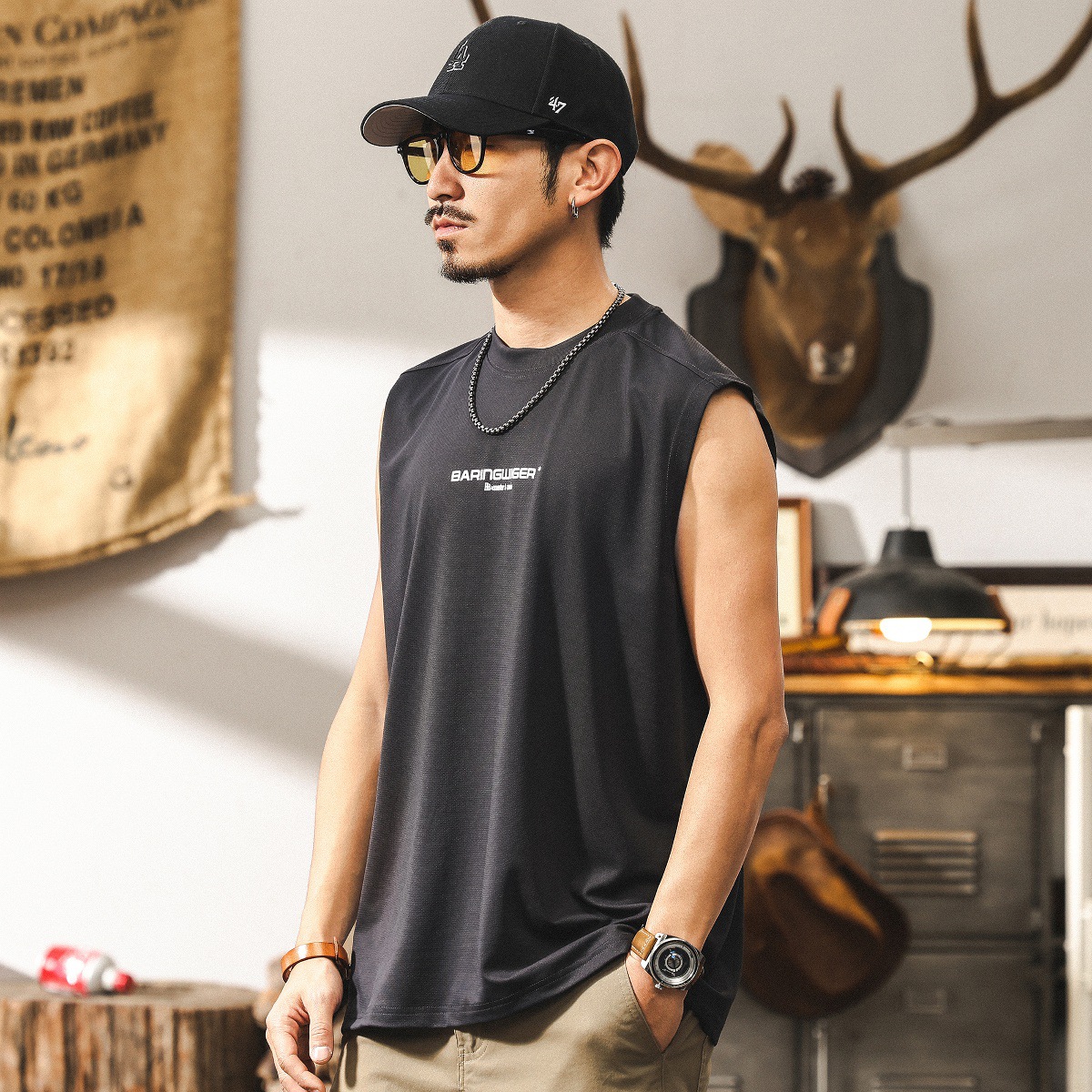 冰絲網眼涼感健身背心男夏季籃球坎肩運動上衣寬鬆潮牌無袖T恤男