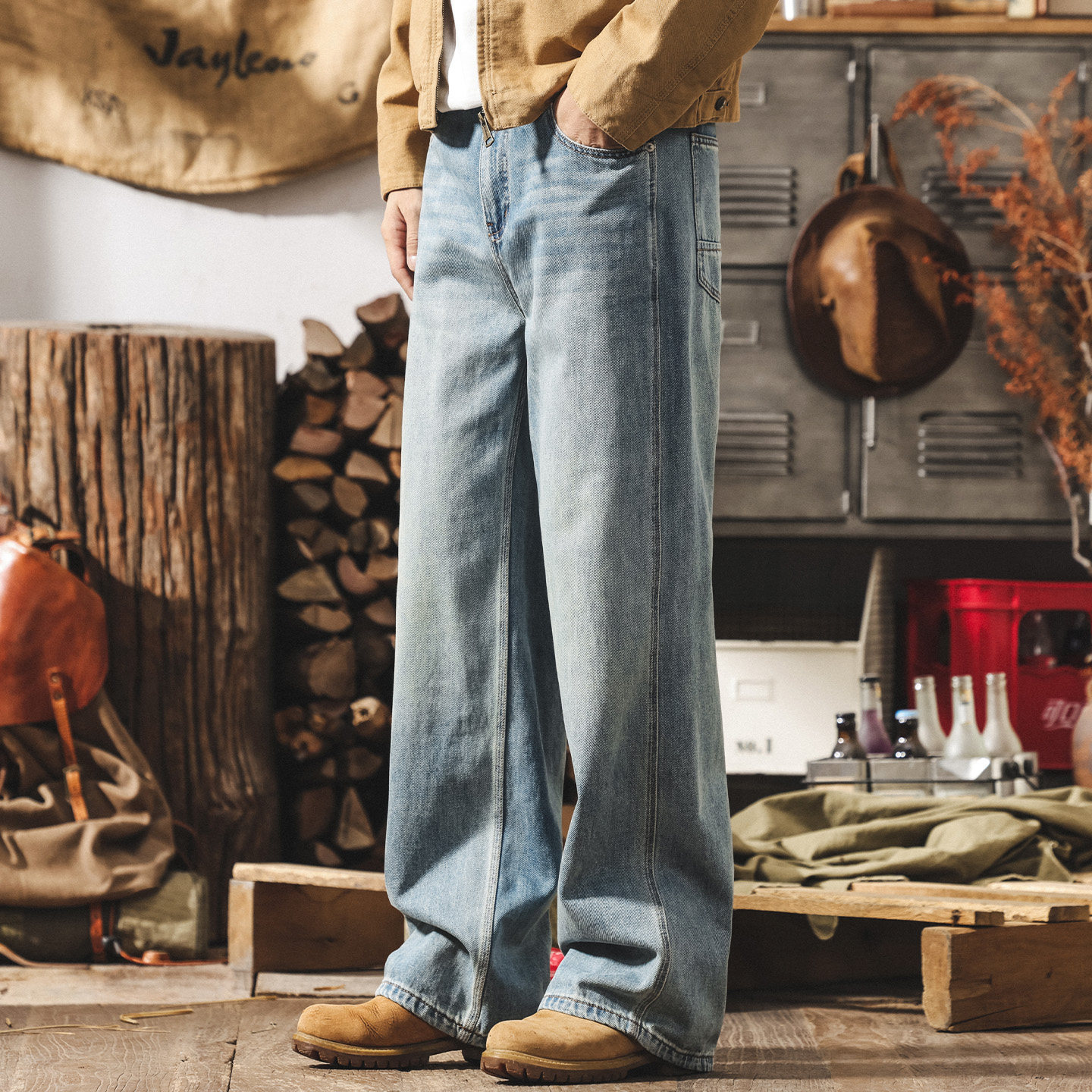 美式復古水洗牛仔褲男款直筒長褲子2026新款寬鬆闊腿褲春季休閒褲