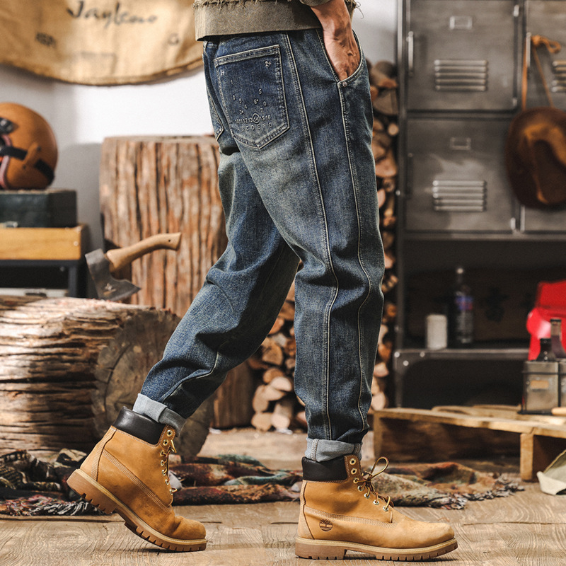 杰雷諾美式復古水洗牛仔褲2024新款男士潮牌褲子寬鬆直筒休閒褲男