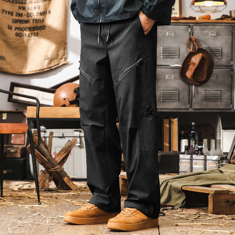 美式潮牌復古工裝褲子男秋季臟染水洗直筒褲2024新款寬鬆休閒褲男