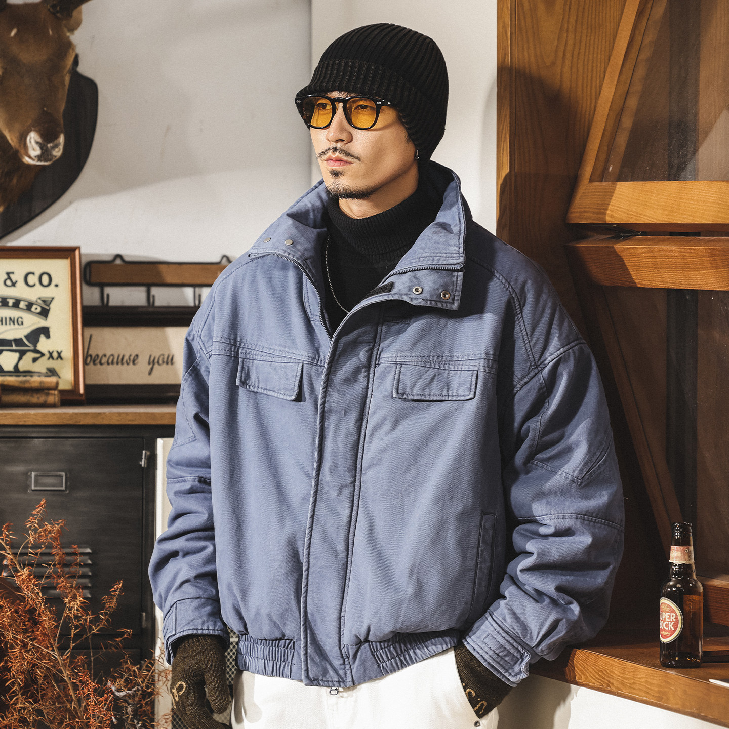 美式復古重磅水洗工裝棉服男士棉衣冬季加厚潮牌獵裝夾克保暖外套