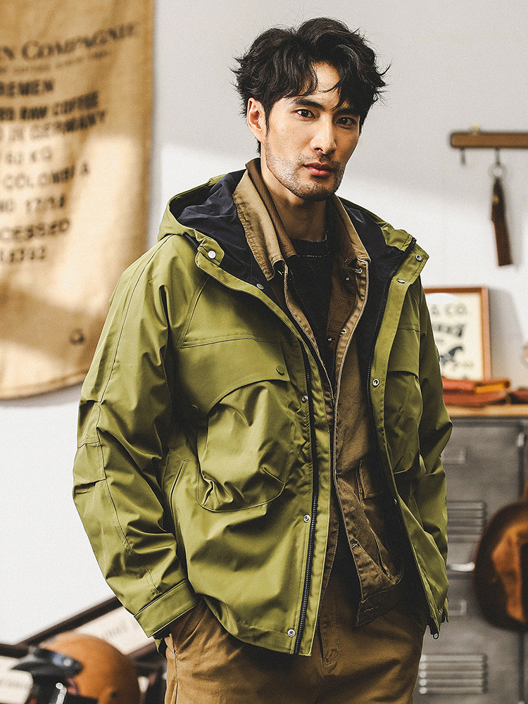 山系戶外防風防水衝鋒衣外套男秋季潮牌機能運動登山美式工裝夾克