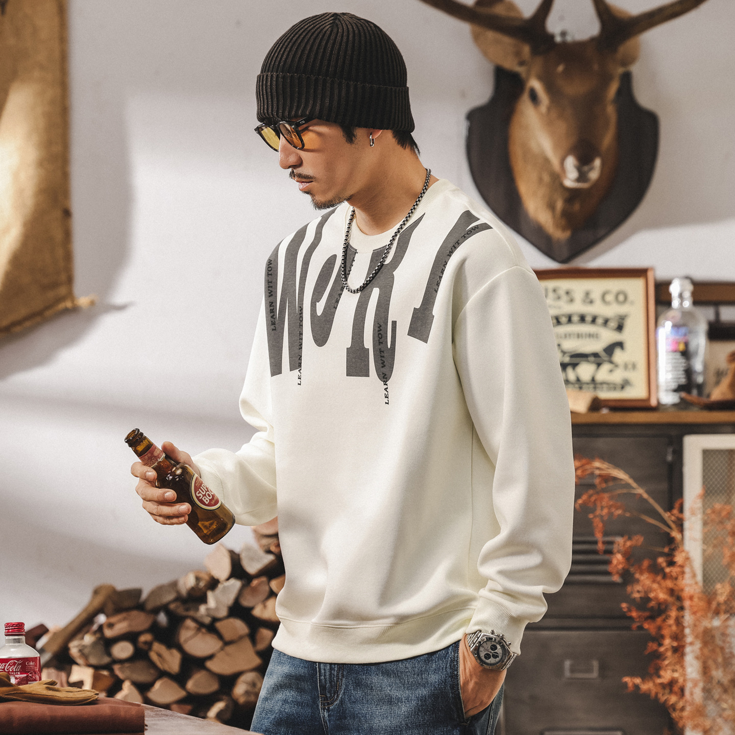 美式復古潮牌300g重磅衛衣男春秋2025新款潮流寬鬆大碼男裝上衣男