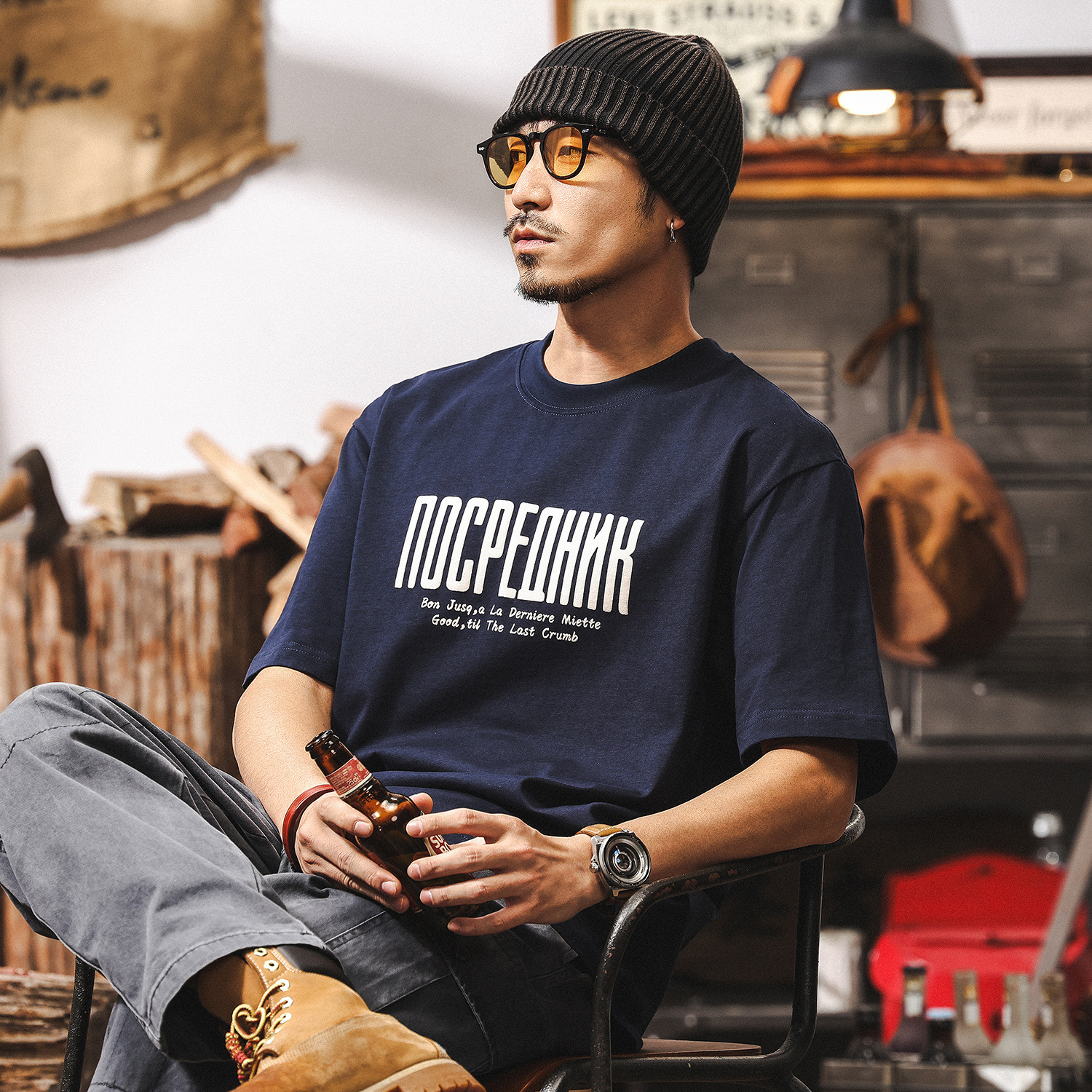 美式短袖T恤男夏季2025新款重磅潮牌字母印花寬鬆半袖上衣男