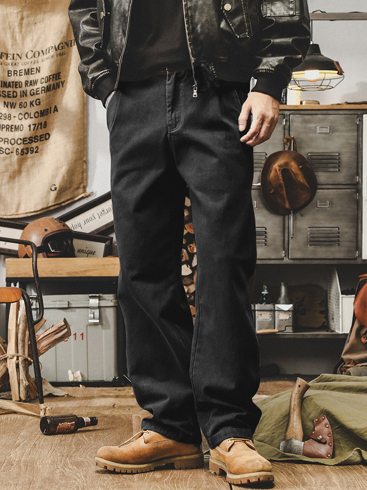 美式復古300g重磅工裝褲子男秋季潮牌炒洗寬鬆直筒褲男士休閒長褲