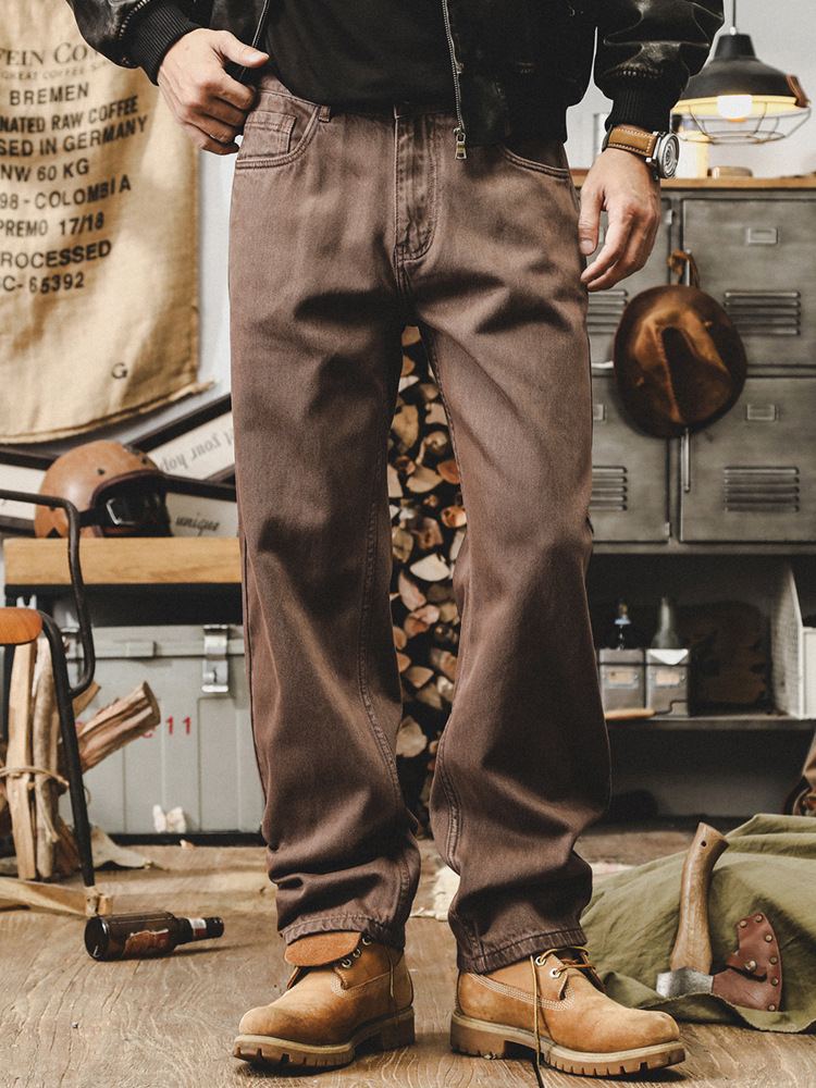 美式經典復古直筒牛仔褲男秋季潮牌褲子男寬鬆簡約百搭男士休閒褲