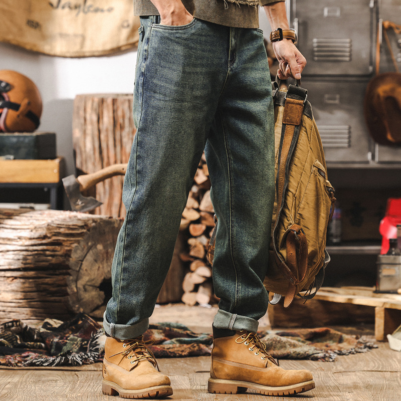美式復古經典水洗牛仔褲男直筒2024新款潮牌寬鬆休閒長褲男士褲子