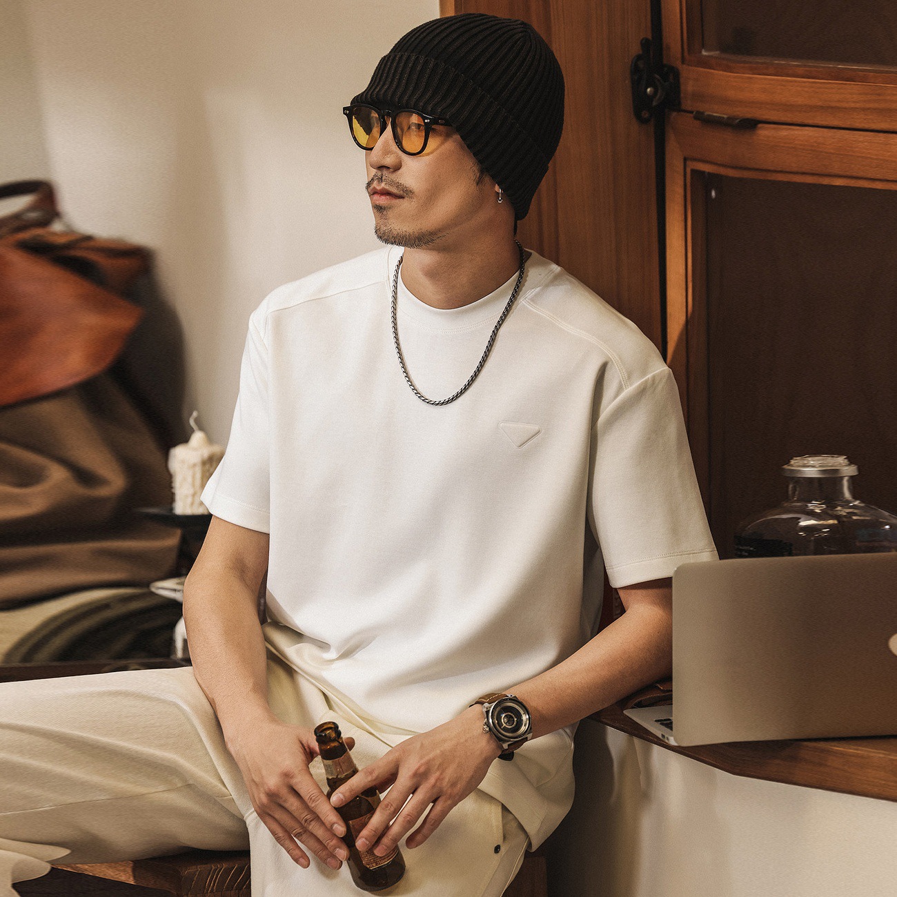 軟糯滑溜莫代爾果凍棉260g重磅短袖T恤男夏季美式復古寬鬆上衣男