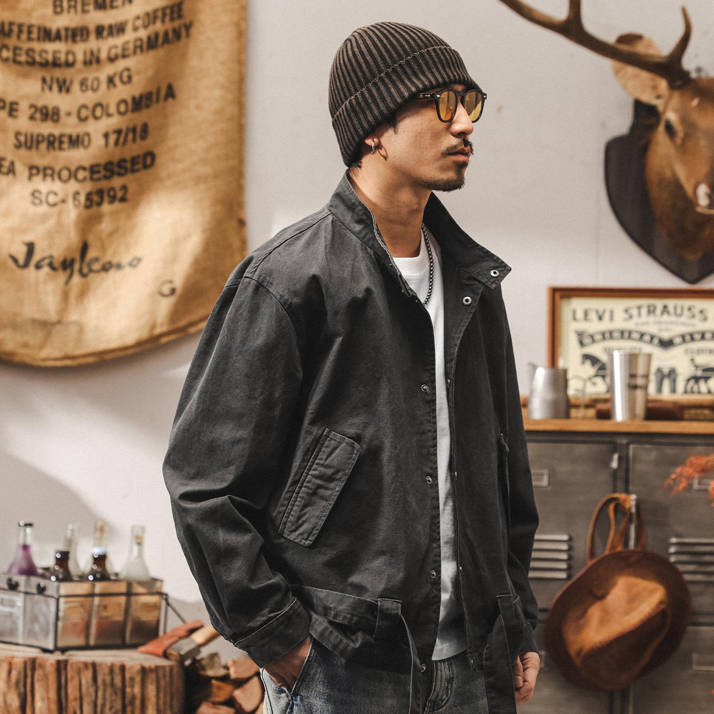 美式復古飛行員夾克男春秋新款潮牌硬漢工裝寬鬆短款秋冬男士外套