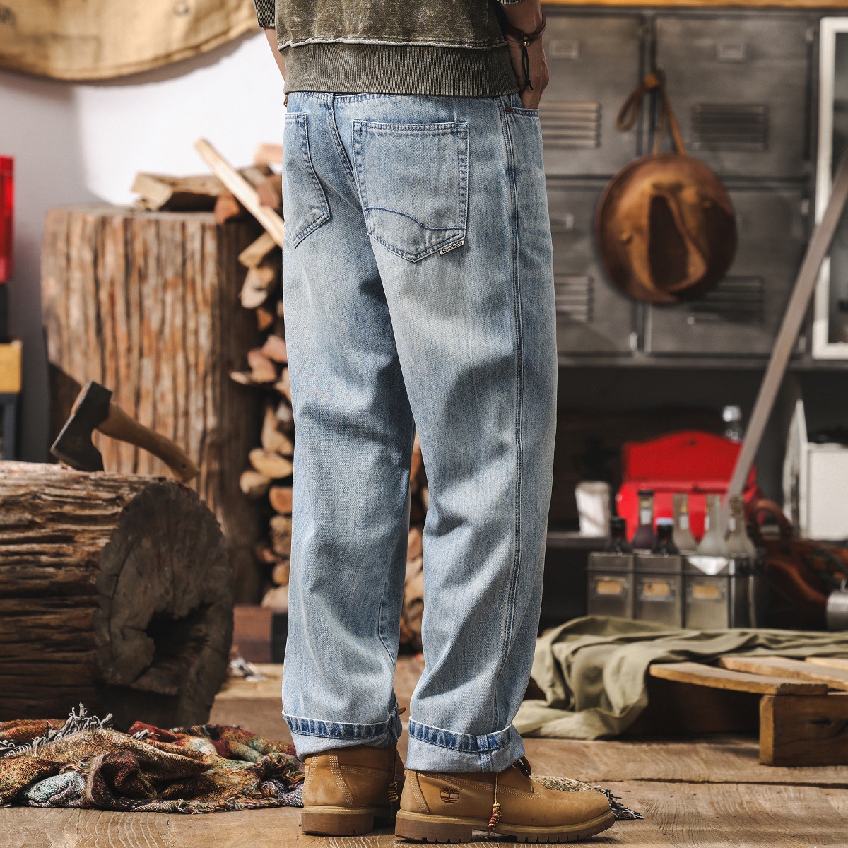 萊賽爾牛仔褲男直筒2025新款夏季薄款美式復古褲子男春季休閒長褲