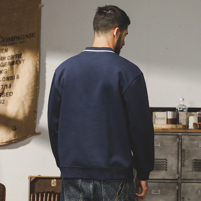 美式重磅雙層領衛衣男2023年秋冬新款寬鬆百搭潮牌加厚加絨外套男