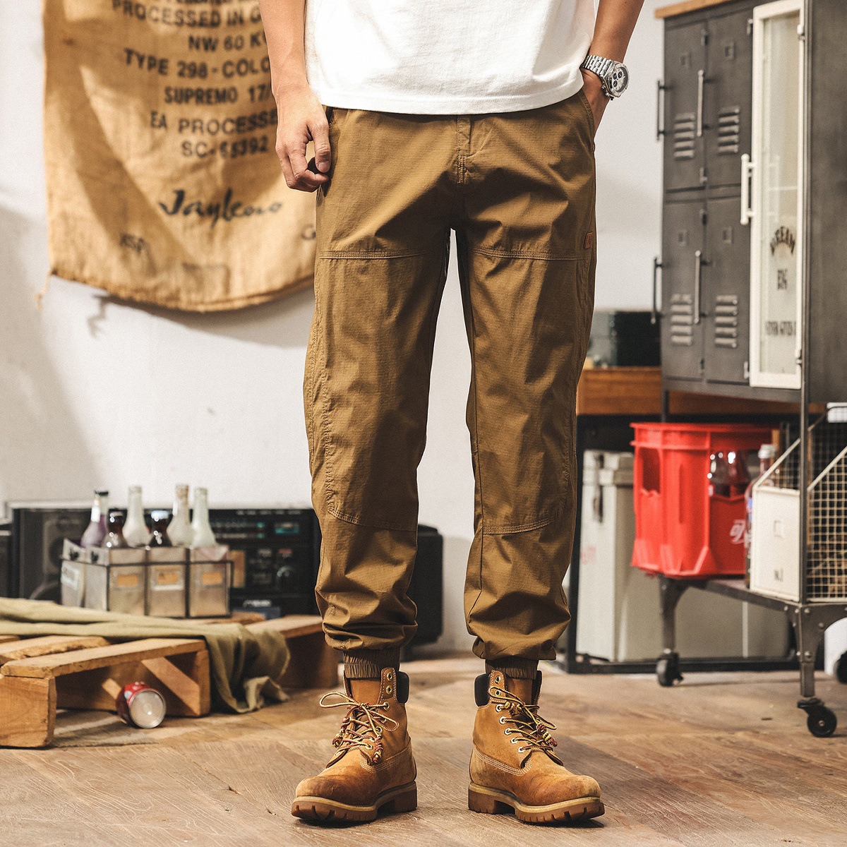 美式復古卡其色工裝褲子男士2025新款寬鬆直筒休閒褲男秋季長褲潮