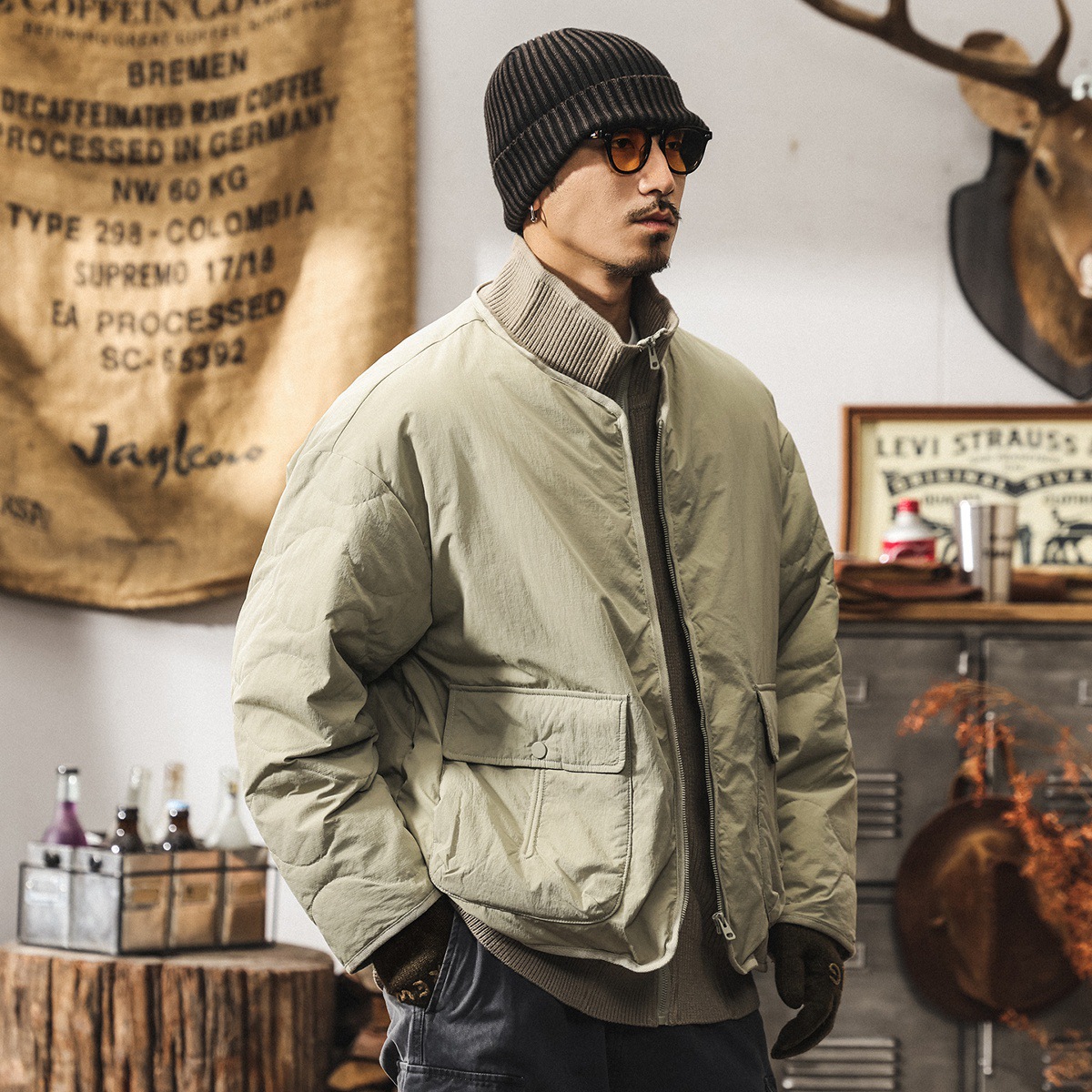 新國標90%純白鴨絨假兩件蓬鬆羽絨服男冬季加厚防風寬鬆保暖外套