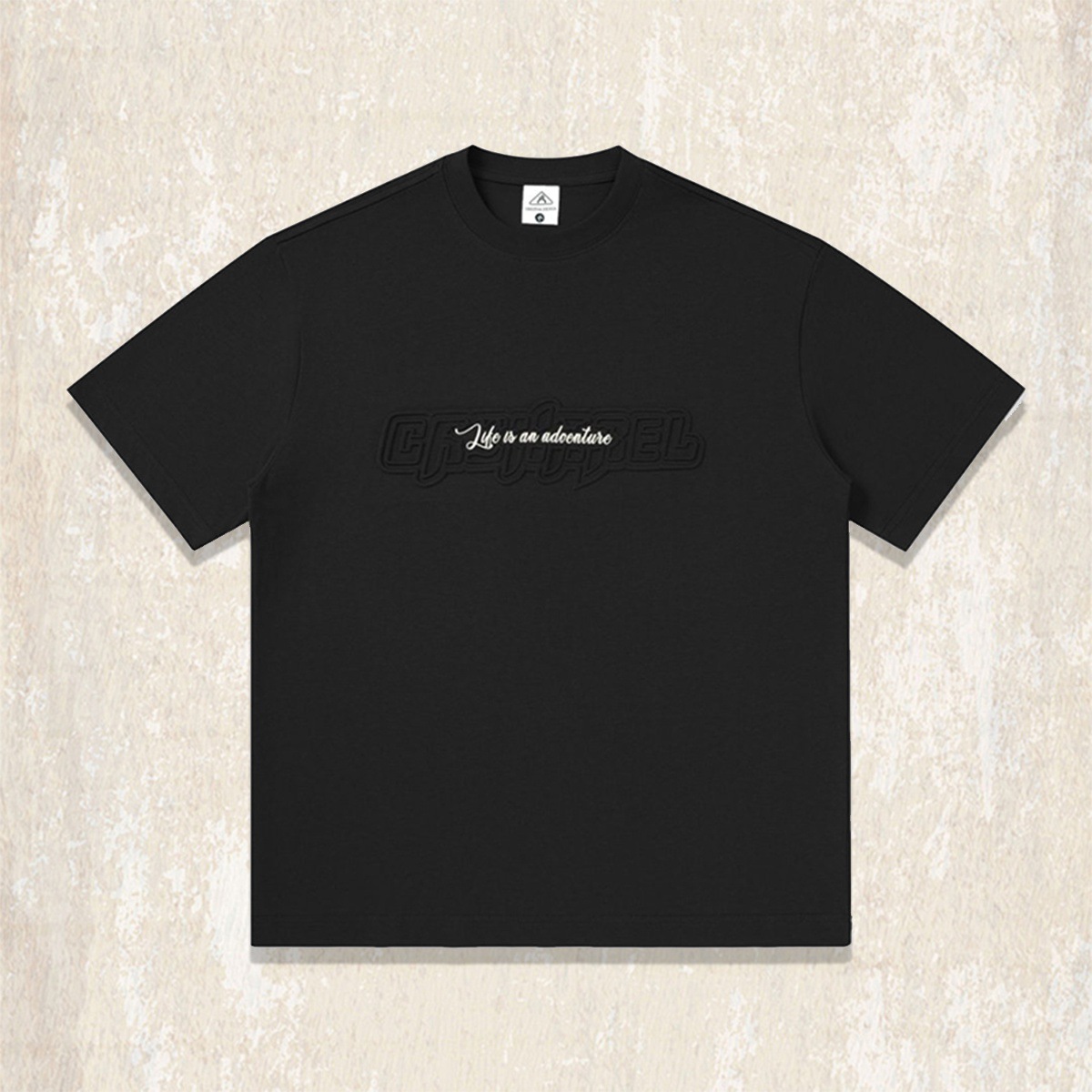 涼感科技重磅美式短袖男款夏季T恤潮牌立體鋼印寬鬆男士上衣