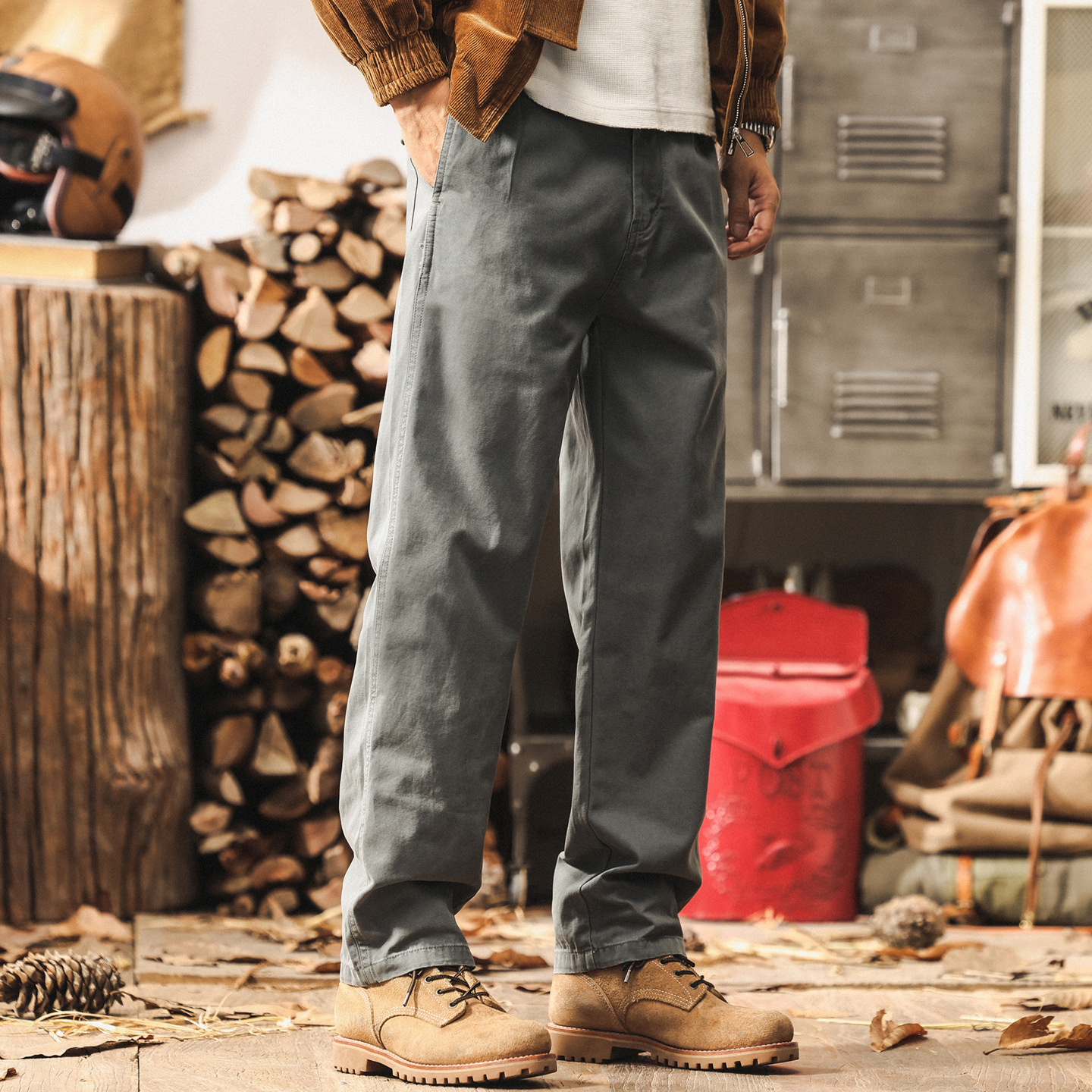 美式復古秋季工裝褲子男士2025新款寬鬆直筒休閒褲男簡約春秋長褲