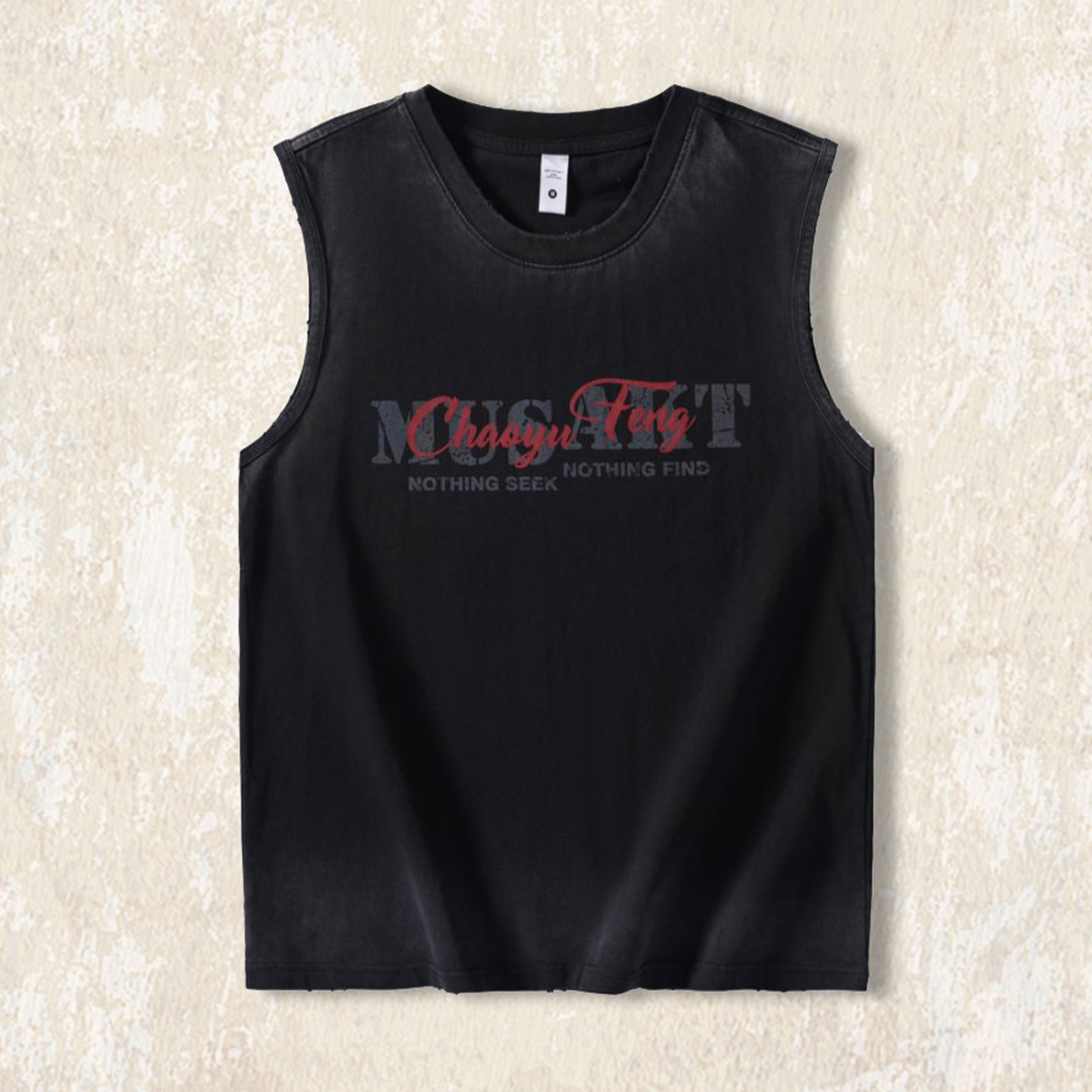 美式復古重磅T恤男2025新款夏季運動健身寬鬆無袖坎肩背心男