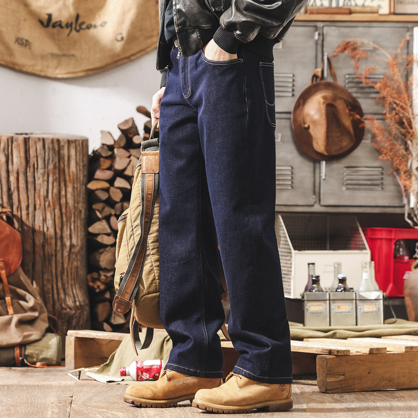 美式復古經典原色牛仔褲男春季新款寬鬆直筒大碼褲子春秋休閒長褲