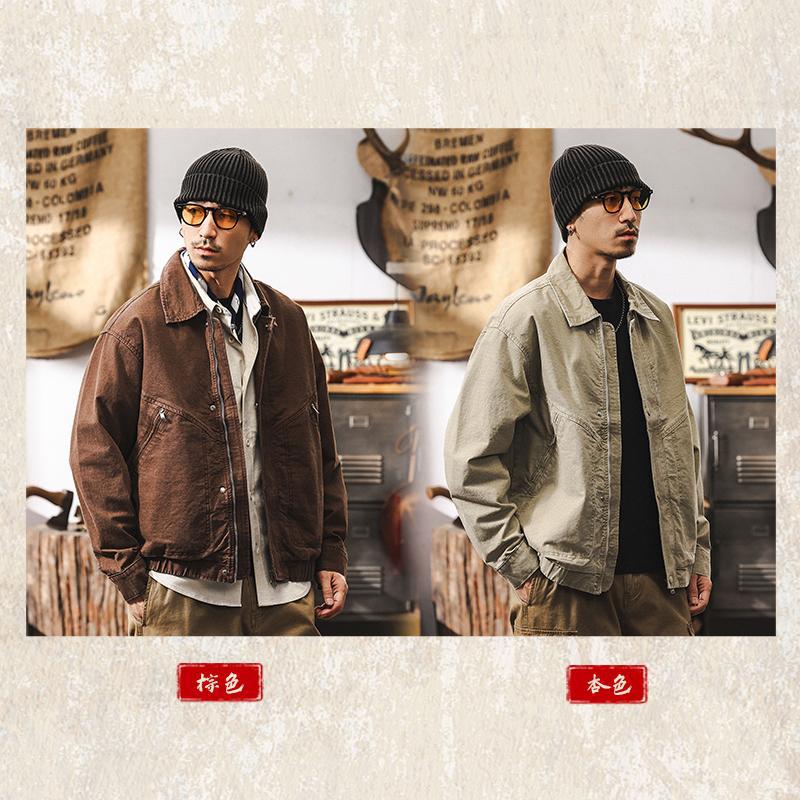 美拉德復古工裝外套男春季2025新款美式潮牌水洗做舊寬鬆男士夾克