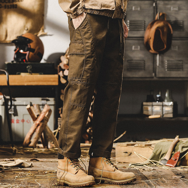 美式重磅復古工裝褲子男寬鬆直筒2024春秋新款潮牌戶外通勤休閒褲