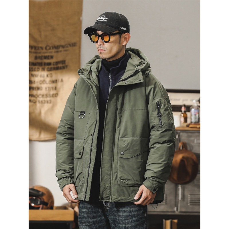 新國標90鴨絨羽絨服男冬季戶外機能工裝外套保暖加厚連帽衝鋒衣男