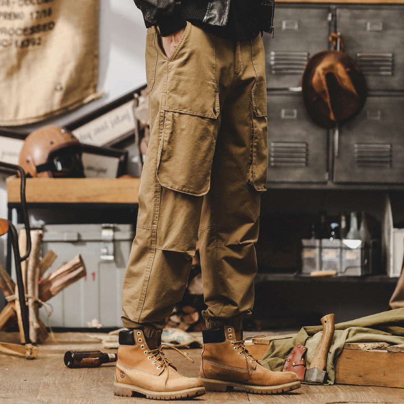 傑雷諾美式複古寬松工裝褲男2024新款多袋傘兵褲子男秋季休閑長褲