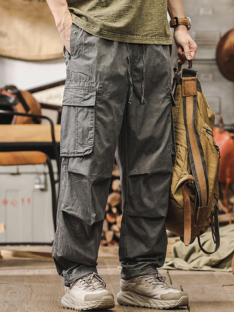 美式復古戶外工裝褲子男春秋季潮牌寬鬆大碼休閒褲男士速乾傘兵褲