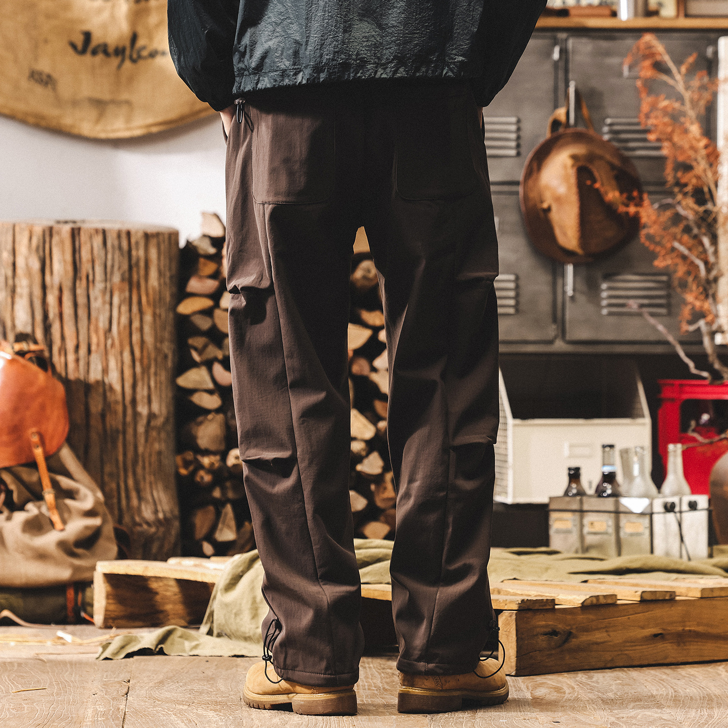 美式復古加絨工裝褲子男冬季新款潮牌加厚男褲寬鬆直筒休閒傘兵褲