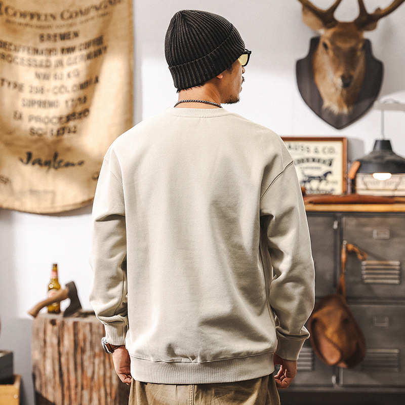 美式復古460g重磅衛衣男秋冬款加厚2024新款潮牌簡約男士寬鬆上衣