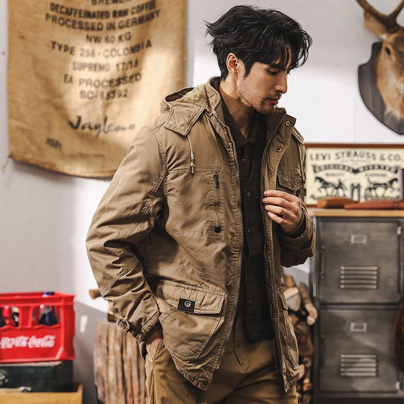 美式復古工裝外套男冬季加厚棉衣戶外機能軍事戰術作訓夾克棉服男