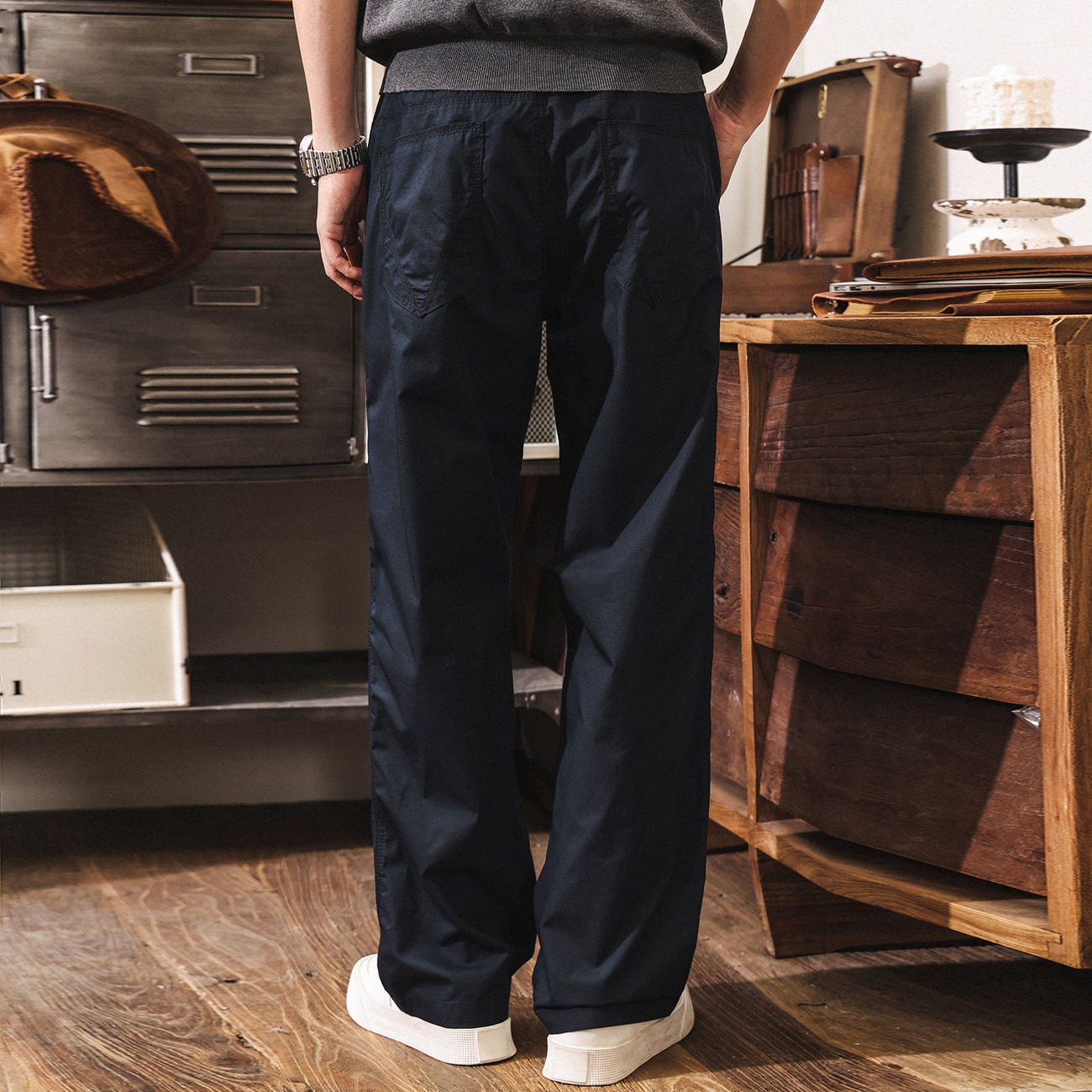 美式復古直筒工裝褲子男春季冰絲薄款男褲潮牌通勤寬鬆休閒長褲男