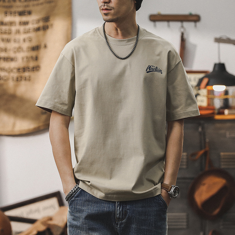 美式山系戶外重磅T恤男短袖夏季寬鬆大碼體恤男潮牌男士上衣