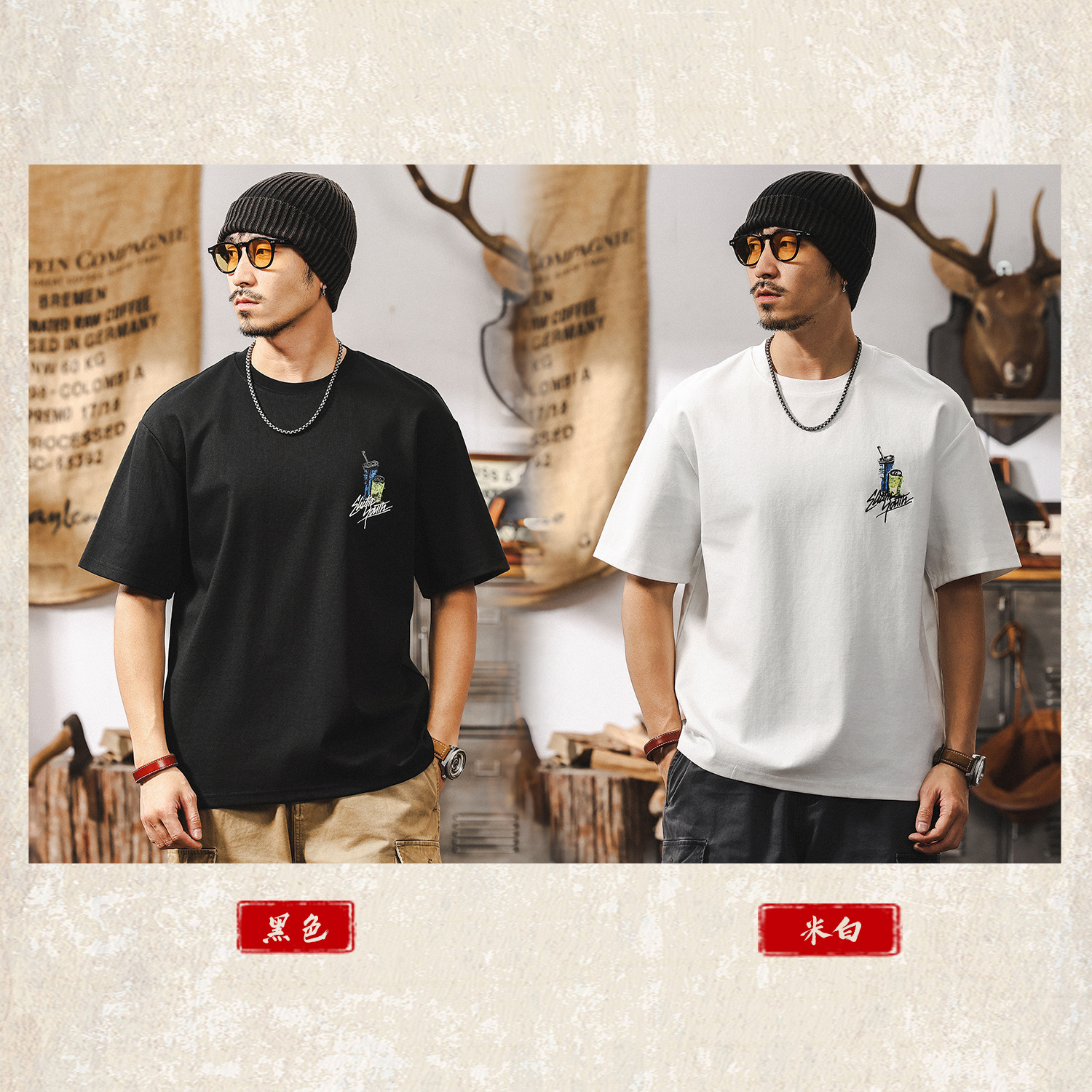 40支科技涼感T恤男夏季短袖2025新款潮流立體拉漿印花寬鬆上衣男T