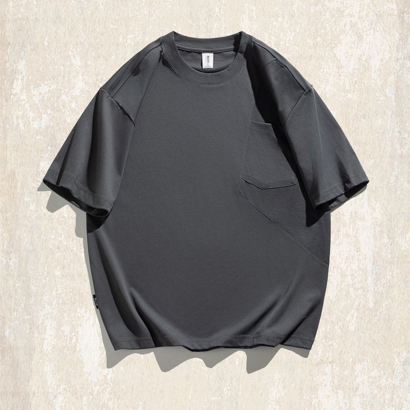 【7A抗菌除蟎】夏季涼感T恤男短袖寬鬆美式潮牌拼接設計男士上衣